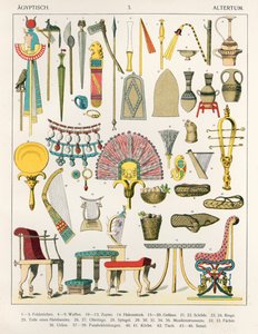 エジプトのアクセサリー、「Trachten der Voelker」、1864年（色付きリトグラフ） 作： Albert Kretschmer